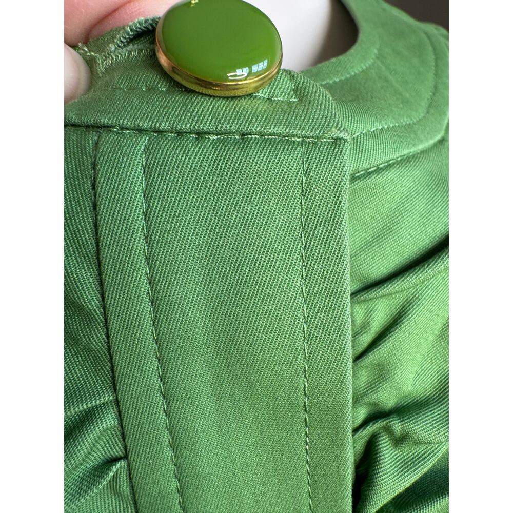 Talbots Lime Green Ruffle Button Front Sheath Dress Size 10 Cotton Stretch - Picture 3 of 7